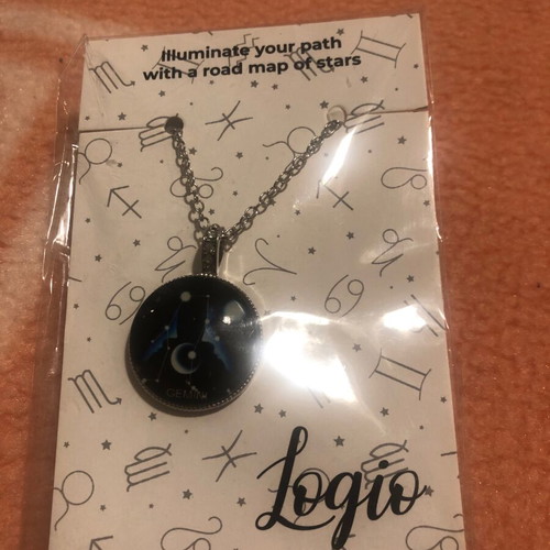 Necklace new with Gemini zodiac silver and black