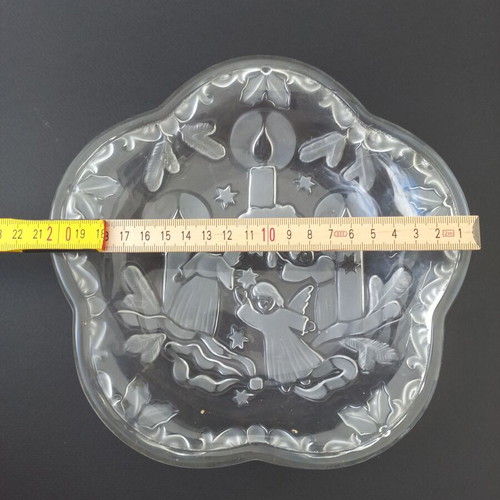 Christmas glass platter like new with angels