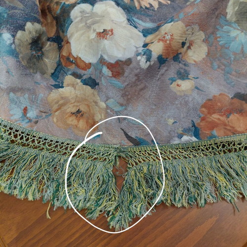 Vintage decorative floral fabric with fringes