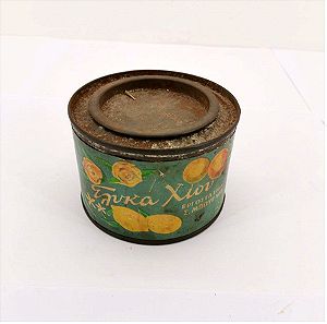Κουτί μεταλλικό Γλυκά Χίου Μπουρνιάς εποχής 1950