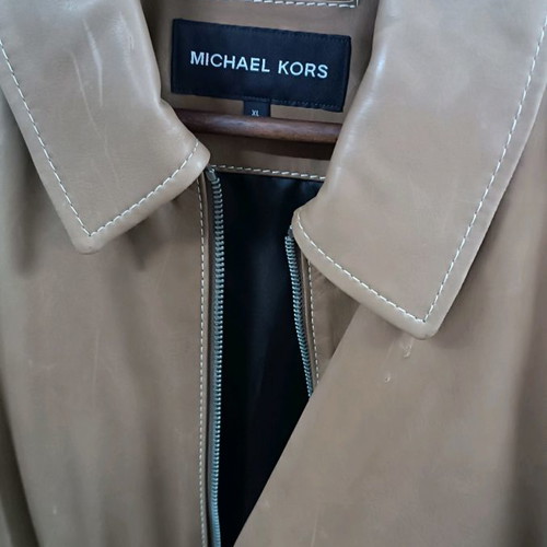 Michael Kors leather jacket men's used, beige, XL