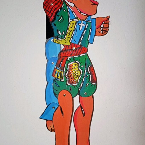 Karagiozis and Hatzivatis figures like new, handmade, painted
