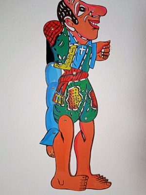 Karagiozis and Hatzivatis figures like new, handmade, painted