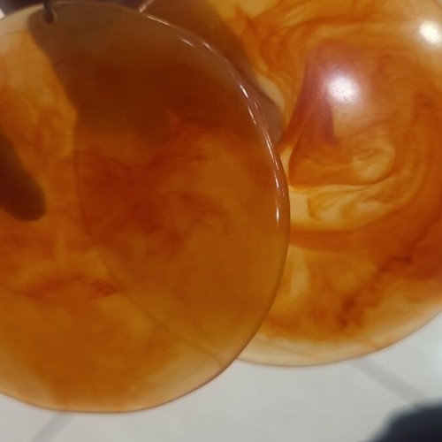 Vintage large hanging earrings Aigner orange like new