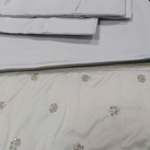 Cotton satin bed sheet set with embroidery and pillowcases 2.40x2.60