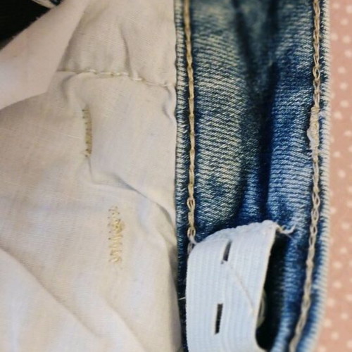 Elastic jeans with rhinestones like new, size L, blue