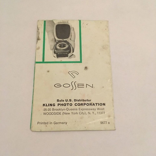 Gossen Pilot instructions manual used, English language