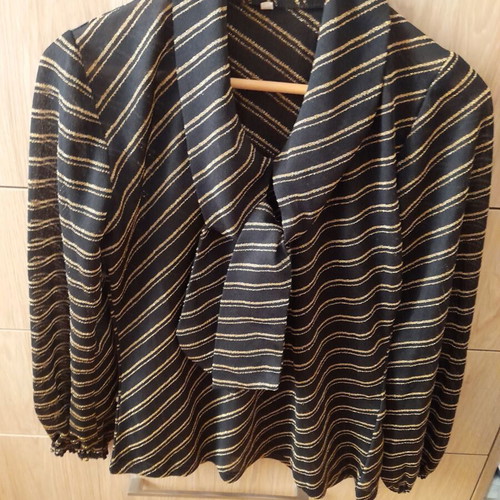 Blouse striped gold and black semi-transparent like new