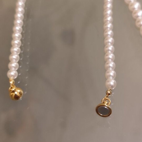 Two pearl necklaces with stainless steel magnetic clasp, new