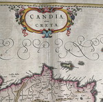 Карта на Крит 1650 употребявана, меден гравюр от Willem Blaeu