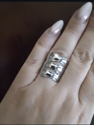 Steel ring adjustable silver tone new