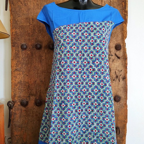 Boho dress like new, cotton with ethnic print, size small - medium