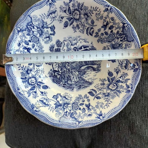 Vintage Ironstone Tableware Set of 3 Platters with Blue Decoration like new