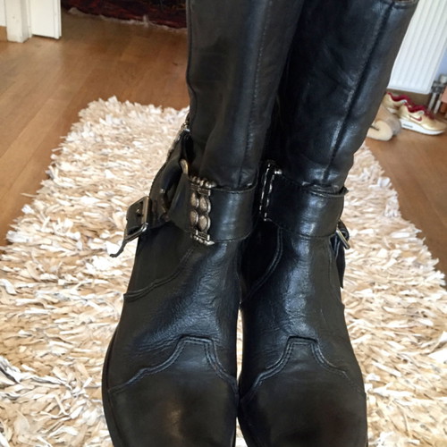 Handmade leather western ankle boots size 37, black