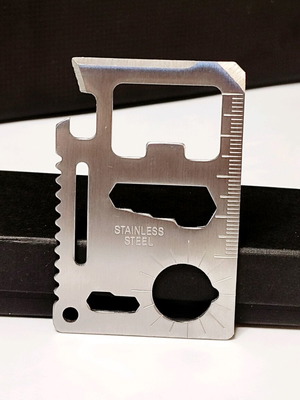 Multipurpose Pocket Survival Tool new, stainless steel, credit card size