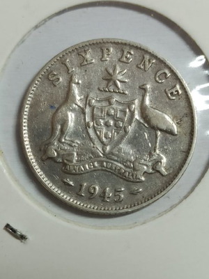 Australia Six Pence 1945 ασημί μεταχειρισμένο