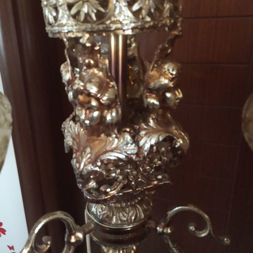 Floor lamp used, gold-bronze color, height 1.60 m