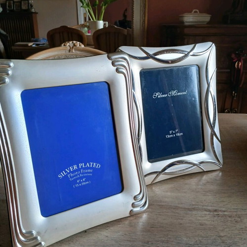 Silver plated photo frames used, vintage pack of two