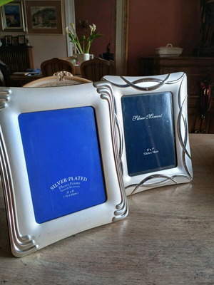 Silver plated photo frames used, vintage pack of two