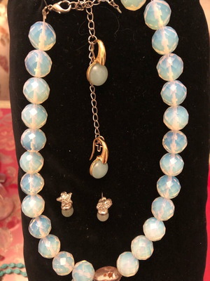 Jewelry set new, necklace, bracelet and earrings in sky blue