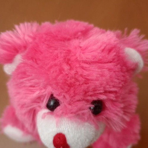 Fuchsia Teddy Bear with Red Bow like new