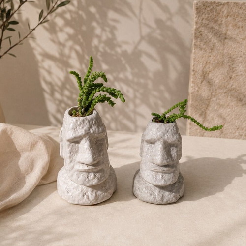 Handmade Mini Cement Planters Totem, new, minimal decor