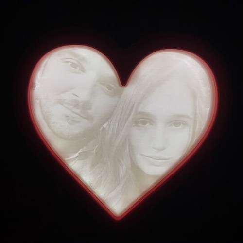 Personalized Heart-Shaped Lithophane Lamp made to order
