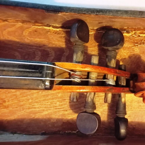 Violin used without bow and strings with old case