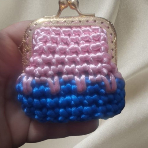 Small handmade knitted wallets, red and pink