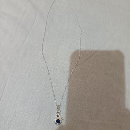 Silver necklace with heart pendant and stone, new