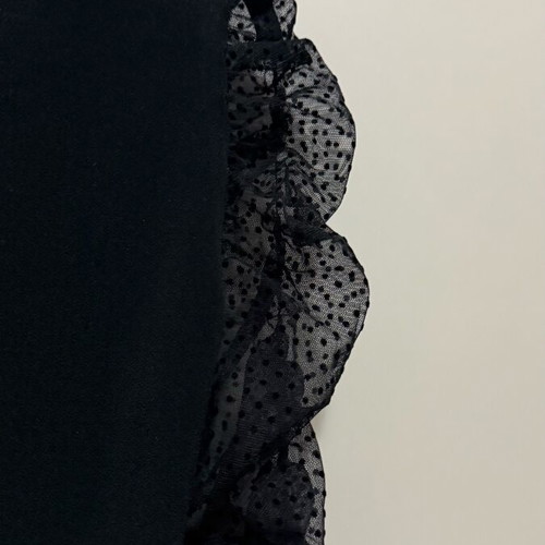 Black Top with Polka Dot Chiffon Sleeves like new