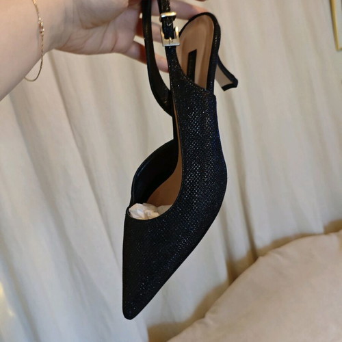 Black glitter sling-back heels size 41 like new