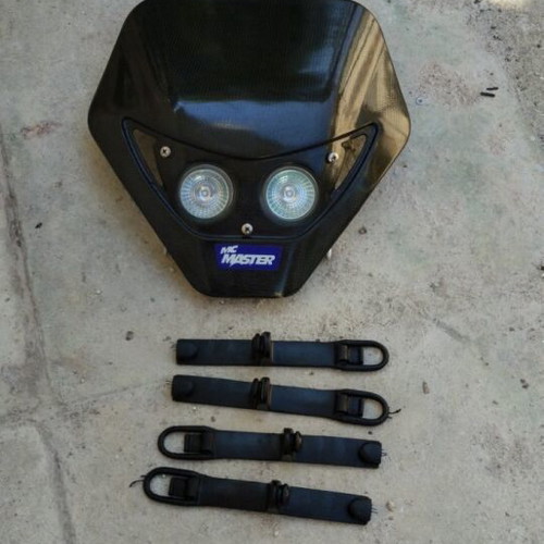 Motorbike carbon headlight mask with lights new