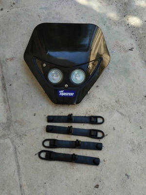 Motorbike carbon headlight mask with lights new