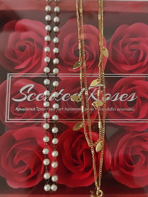 Pearl necklace set and crystal chain necklace like new, gold color
