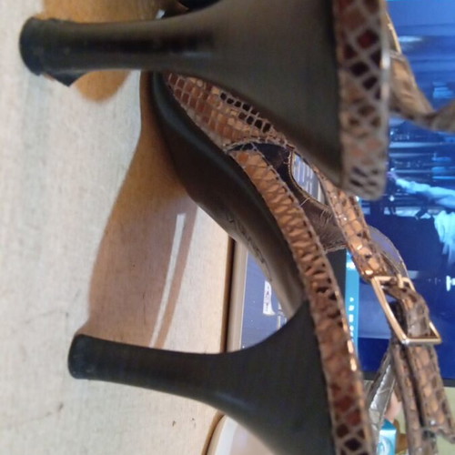 Calvin Klein silver snake-like pumps size 38 like new, 8 cm heel