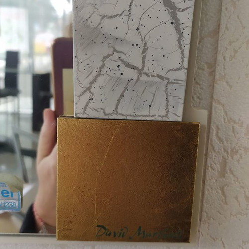 Handmade mirror new with gold leaf and crackle details David Marshall 65x100 cm