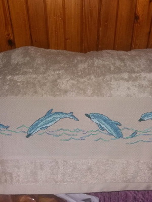 Embroidered bath towel metrito new 0.50×1.40