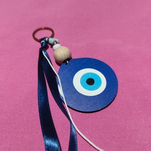 Keychain new with eye design and decorative beads blue