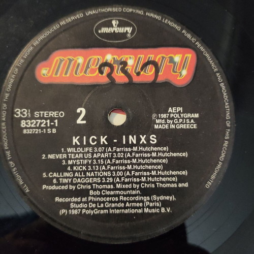 INXS Kick LP used, original Greece pressing 1987