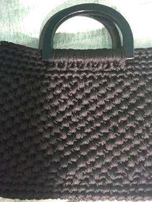 Handmade handbag with wooden black handle and lining new