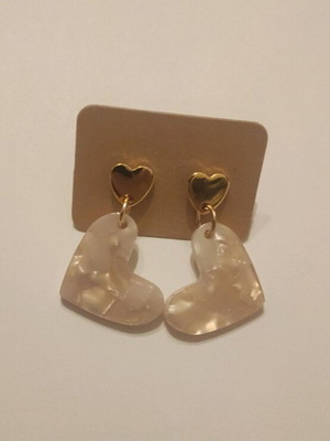 Handmade heart earrings with steel clasp gold color new
