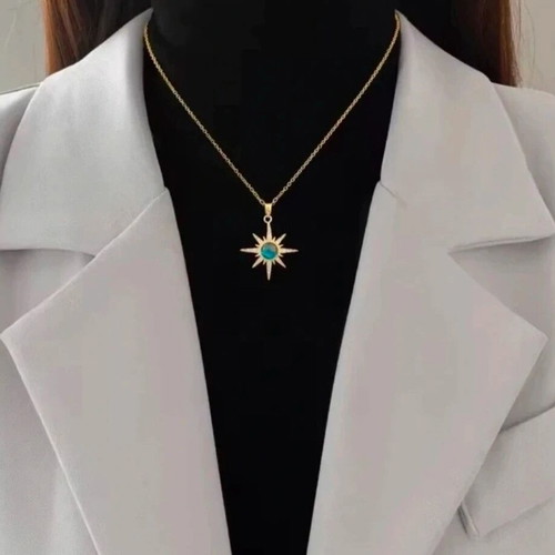 Steel necklace with galaxy new, blue and gold
