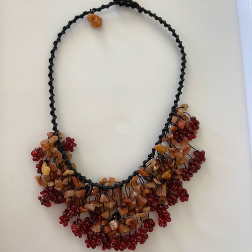 Necklace with Various Stones and Weaving