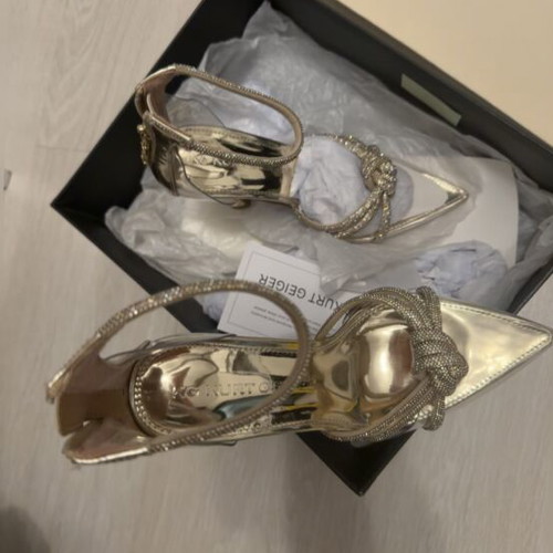 Kurt Geiger high-heeled sandals new, gold and silver with delicate stones