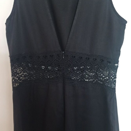 Regalinas black one-piece jumpsuit medium with perforated embroidery like new