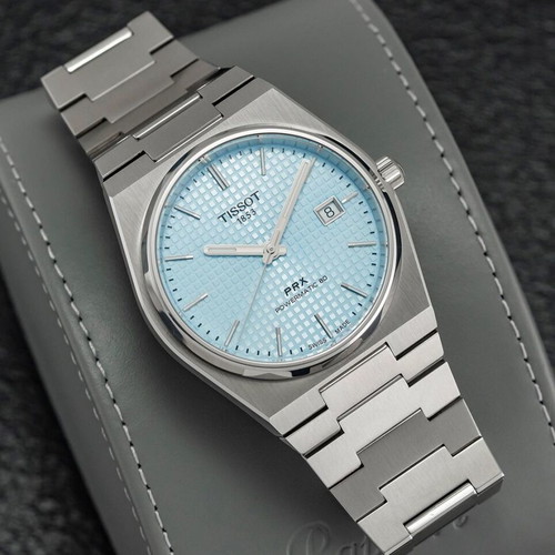 Tissot PRX Powermatic 80 wristwatch, sky blue