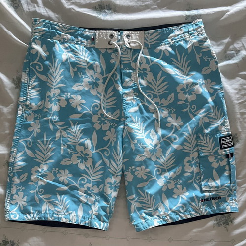 Tommy Hilfiger men's swim shorts like new, size M, white and turquoise