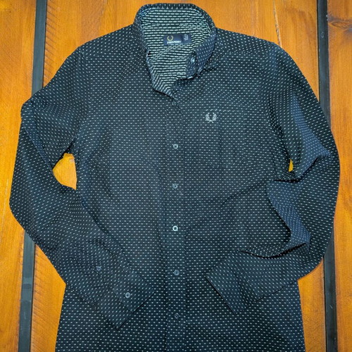 Fred Perry women's shirt like new, black with white pattern, size 38