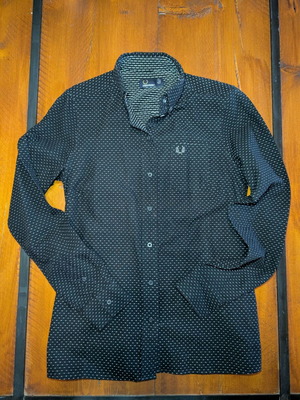 Fred Perry women's shirt like new, black with white pattern, size 38